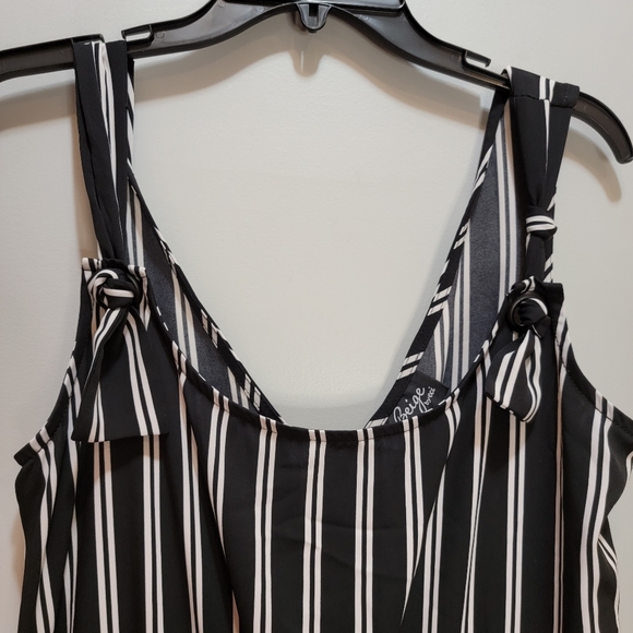Beige By eci Black & White Stripe Crop Wide-Leg  Romper Jumpsuit  Small - Picture 5 of 15